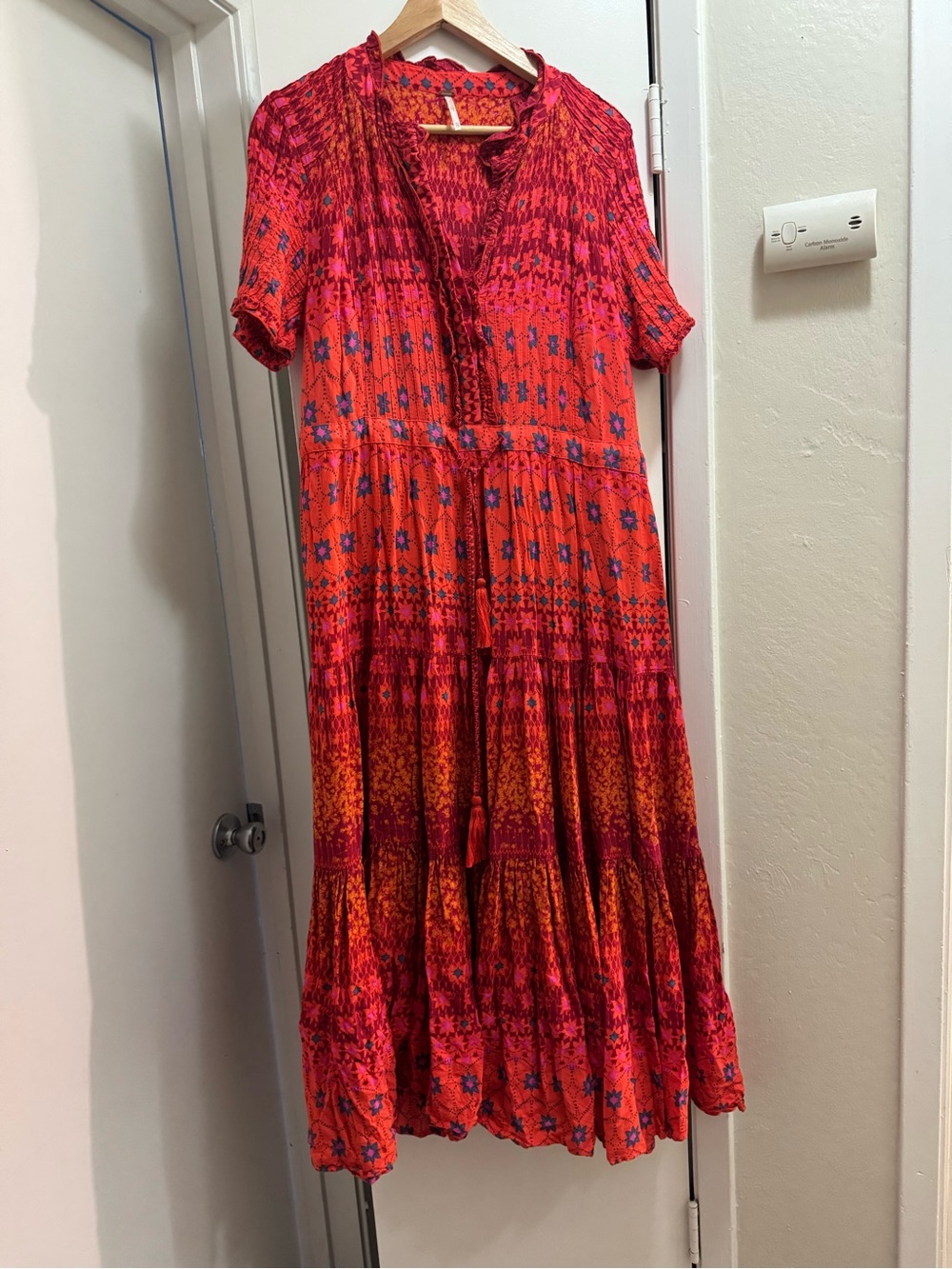 Free People Red Orange Printed Maxi Dress
